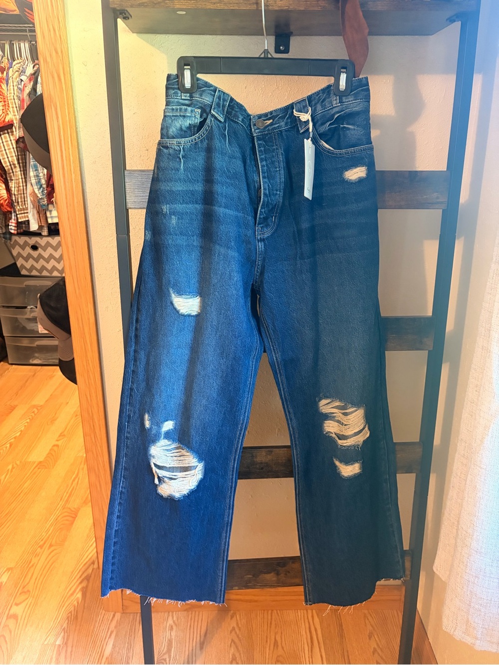 Kancan Distressed Boyfriend Trouser fit Jeans - Dark Blue